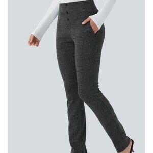 HALARA Gray Plaid Skinny Ponte Pants